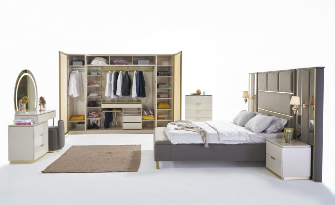 Chest of drawers Beige Wood Luxury Tall Cabinet Consoles Cabinets Furniture Sideboard Wardrobe