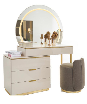 Luxury Bedroom Set Bed Bedside table Chest of drawers Mirror Wardrobe 7-piece Furniture