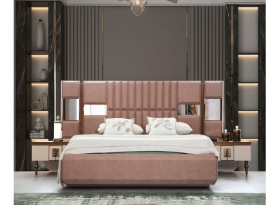 Luxury Bed Bedroom Italian Furniture Novel Material Wood Brown