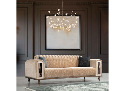 Luxury Stool Sofa Couch Beige Living room Law Firm Textile Sofas