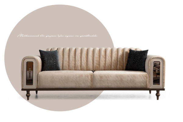 Luxury Stool Sofa Couch Beige Living room Law Firm Textile Sofas