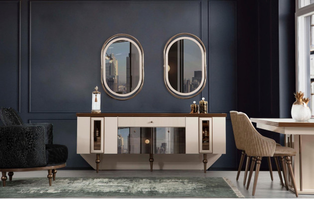 Sideboard Living room Dining room Wood Metal Chests of drawers Beige