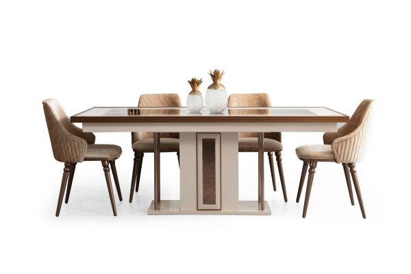 Dining room Set 4x armchairs Dining table Design Furniture Dining set Chair 5pcs.