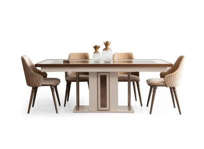 Dining room Set 4x armchairs Dining table Design Furniture Dining set Chair 5pcs.