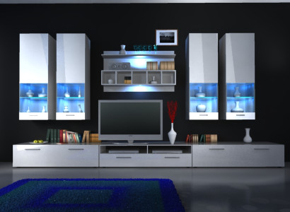 Wall unit wall unit wall unit high gloss LED lighting "Choice of color" design new