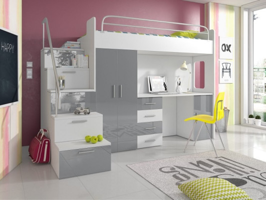 Double bunk bed Bunk bed Double bed Youth Bed Beds with Wardrobe Table RAJ4