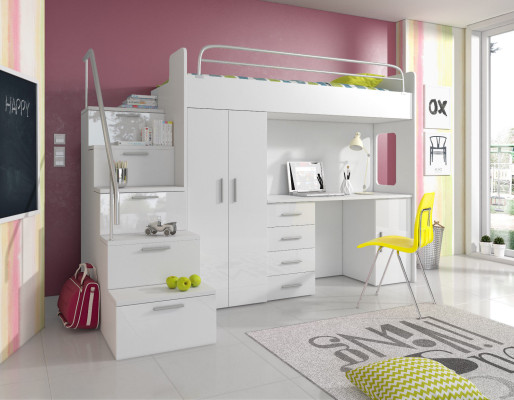 Double bunk bed Bunk bed Double bed Youth Bed Beds with Wardrobe Table RAJ4