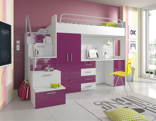 Double bunk bed Bunk bed Double bed Youth Bed Beds with Wardrobe Table RAJ4w