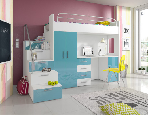 Double bunk bed Bunk bed Double bed Youth Bed Beds with Wardrobe Table new !