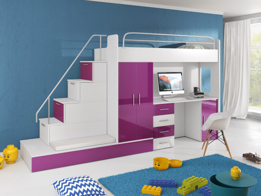 Double bunk bed Bunk bed Youth room Bed Wardrobe Wardrobe Desk