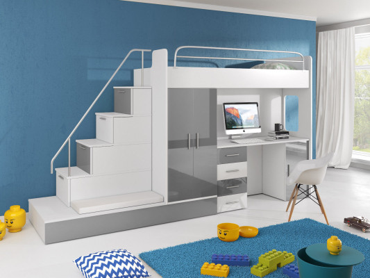 Double bunk bed Bunk bed Youth room Bed Wardrobe Wardrobe Desk