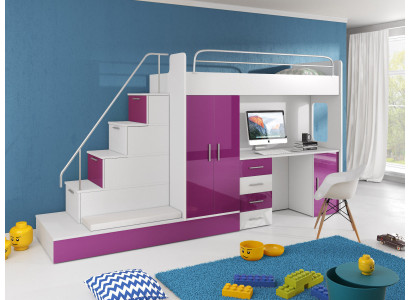 Double bunk bed Bunk bed Bed Wardrobe Youth Room Wardrobe Desk