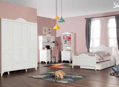 Childrens room Wood Youth Room Bed Bedside table Modern Design Furniture new 2pcs.