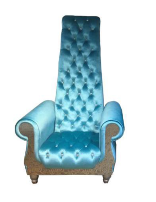 A sophisticated armchair with a high backrest and a design reminiscent of a Voltaire armchair