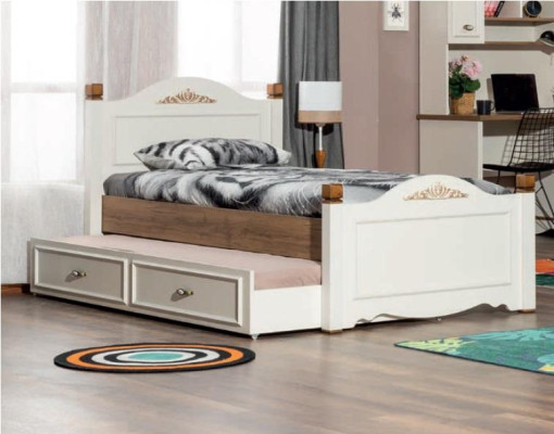 Modern Bedroom Youth Room Set Bed Bedside table Bookshelf Table 5 pieces.