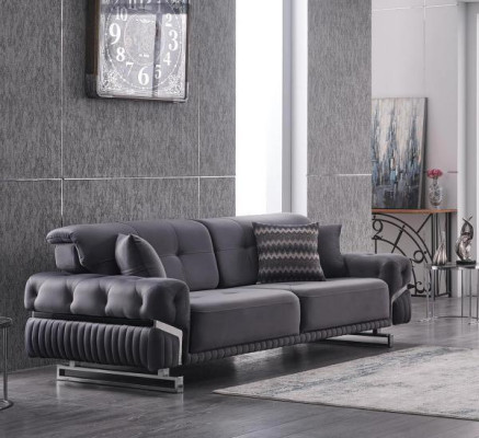Gray designer three-seater Living room furniture Textile upholstered sofa Modern