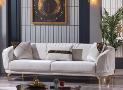 White stainless steel three seater living room furniture upholstered sofas luxury furniture sofa velvet