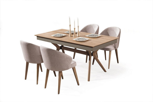 Luxury Dining room set Dining table 4x Chairs Textile Dining set Modern Suite new