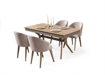 Luxury Dining room set Dining table 4x Chairs Textile Dining set Modern Suite new
