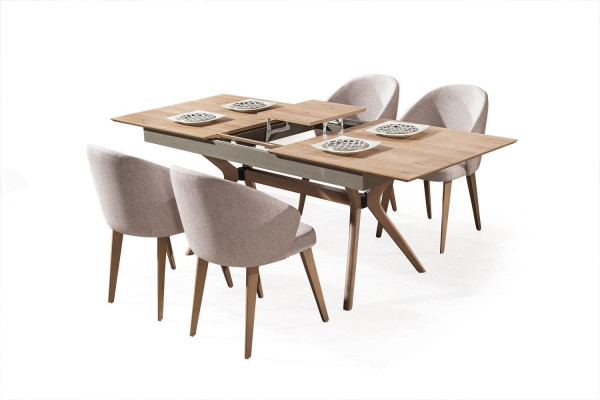 Luxury Dining room set Dining table 4x Chairs Textile Dining set Modern Suite new