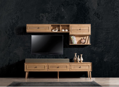 Wall unit TV stand wall cabinet TV cabinet lowboard brown wood sideboard modern