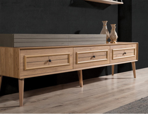 Wall unit TV stand wall cabinet TV cabinet lowboard brown wood sideboard modern