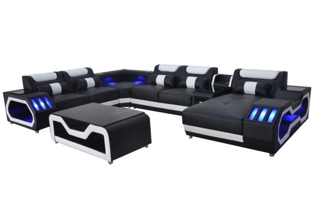 Design Leather Upholstery Seat Corner Landscape Room new Living Sofa Upholstery Corner USB