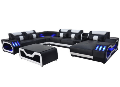 Design Leather Upholstery Seat Corner Landscape Room new Living Sofa Upholstery Corner USB