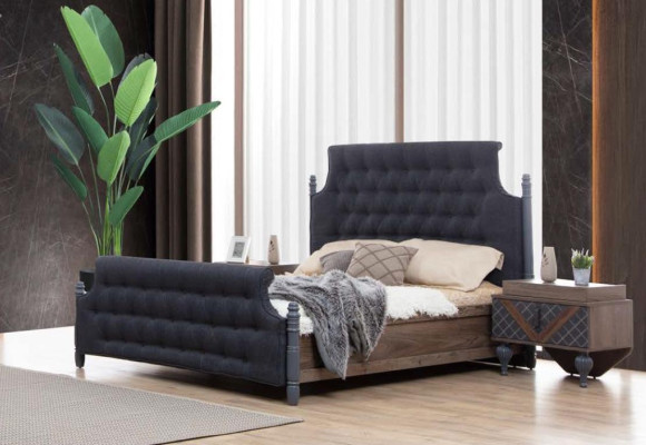 Bed Bedside table Chest of drawers with Mirror Bedroom 4 pcs. Chesterfield set