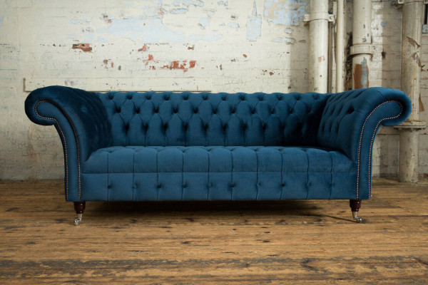 Chesterfield 3 Seater Upholstery Couch Leather Fabric Sofa Couches Textile Modern Style