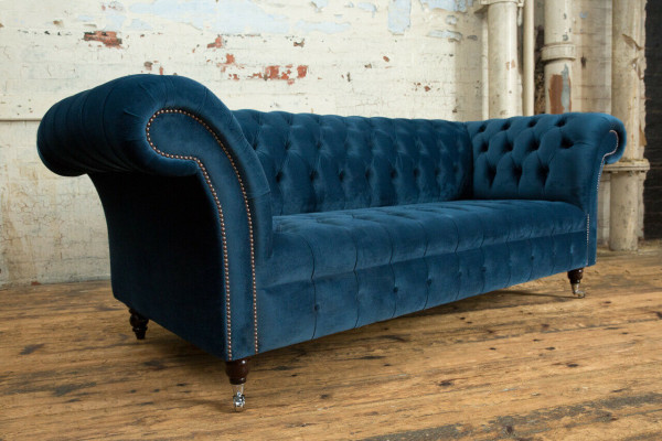 Chesterfield 3 Seater Upholstery Couch Leather Fabric Sofa Couches Textile Modern Style