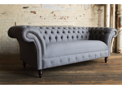 Chesterfield 3 Seater Upholstery Couch Leather Sofa Couches Textile Modern Style Fabric