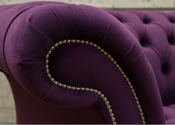 Chesterfield Original Sofa Couch Textile Sofas Fabric Purple 225cm Couches