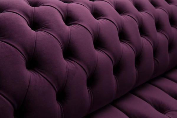 Chesterfield Original Sofa Couch Textile Sofas Fabric Purple 225cm Couches