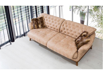Brown Couch Sofa Living room Couches Upholstery Furniture Three Seater 221cm