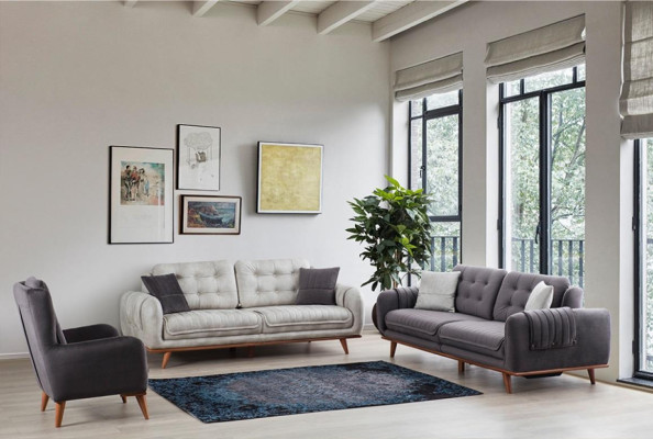 Gray Couch Sofa Living room Couches Upholstery Furniture Three Seater Sofas
