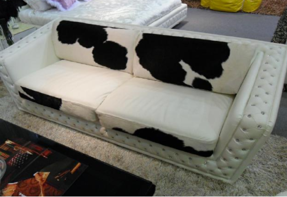 Luxury Sofa Chesterfield Three Seater Genuine Leather Couches White Modern