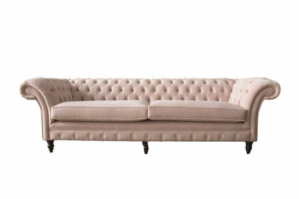 Modern Chesterfield 4 Seater Design Sofa Pink Upholstered furniture Sofas Fabric Textile
