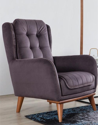 Seating set 3 + 3 + 1 in a modern style, medium-soft textile, gray new