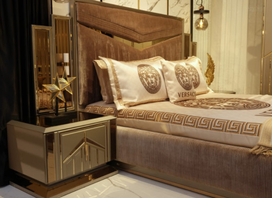 Bedroom Set Bed Bedside table Chest of drawers Mirror Wardrobe new Luxury 7-piece