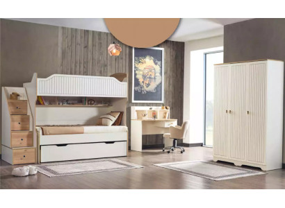 Childrens room Bunk bed Loft bed Set Desk Wardrobe 3pcs.