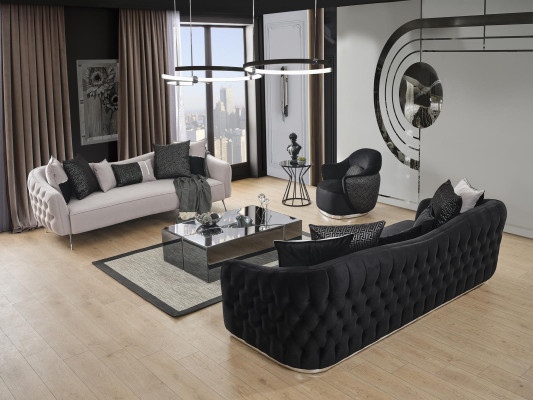 Four Seater Sofa 4 Seater Sofas Modern Design Fabric Polyester Black