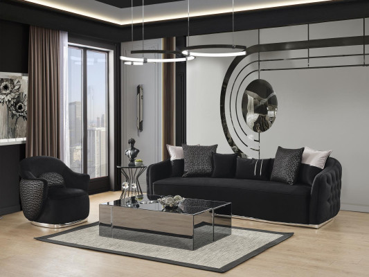 Four Seater Sofa 4 Seater Sofas Modern Design Fabric Polyester Black