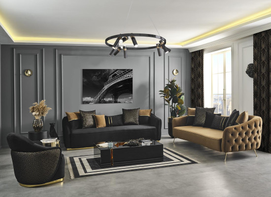 Modern Design Chesterfield Four Seater Sofa 4 Seater Sofas Fabric Polyester Blue new