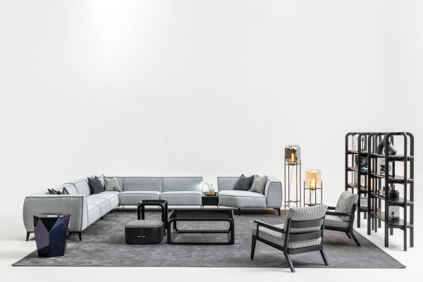 Corner sofa Couch Upholstery Furniture U-shape Living landscape with Armchair Gray Couches