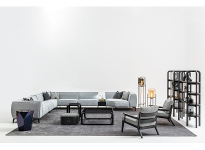 Corner sofa Couch Upholstery Furniture U-shape Living landscape with Armchair Gray Couches