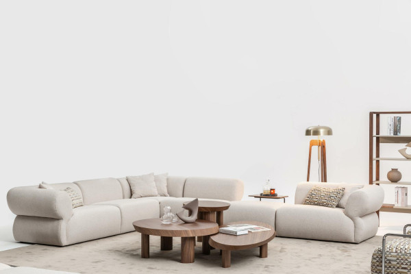Cozy corner sofa L-shape beige upholstered sofa Living landscape Couch new
