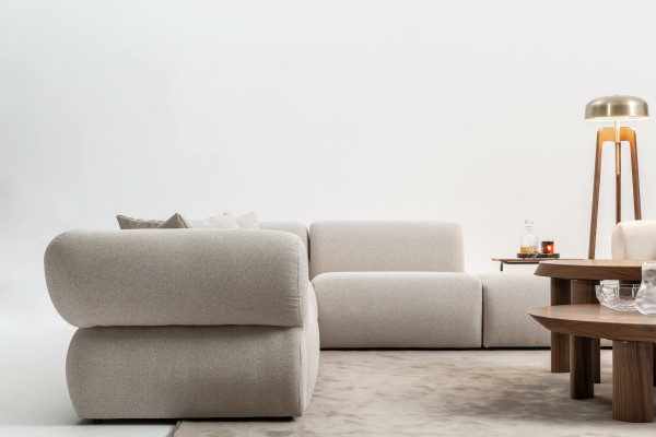 Cozy corner sofa L-shape beige upholstered sofa Living landscape Couch new