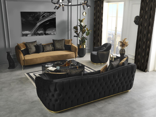 Modern Chesterfield Sofa 4 Seater Sofas Fabric Polyester Yellow new
