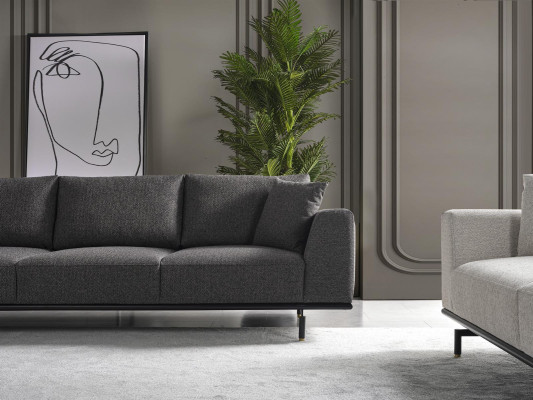 Four Seater Sofa 4 Seater Sofas Modern Gray Design Fabric Polyester new